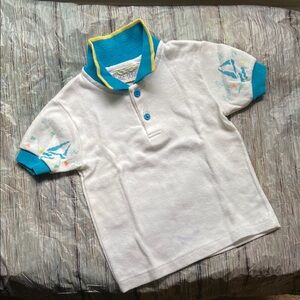 Okie Dokie Blue and White Polo Shirt Sporty Knit Style